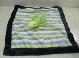 Carters Turtle Baby Security Blanket Lovey Stripes Green Blue White Gray - $7.27