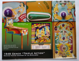 Triple Action Pinball Machine Art Collage Ready To Frame Artwork Woodrail Game - £11.77 GBP