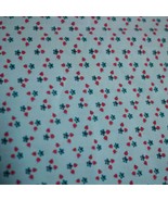 Vintage Red Blue Flowers on Light Green Lightweight SILK Fabric 43” x 156” - £119.46 GBP