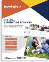 Letter-Size Laminating Sheets, 5 Mil, 200 Pack, Clear, Lamtetur Thermal - £47.37 GBP