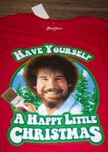 Bob Ross Artist Have Yourself A Happy Little Christmas T-Shirt Medium New w/ Tag - £15.82 GBP