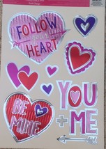 Static Window Clings Valentines Day Foil Hearts Be Mine Follow Your Hear... - £7.05 GBP