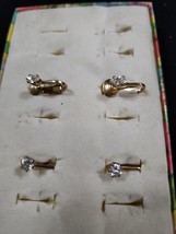 2 Pairs Vintage:   Clear Rhinestone Clip On Earrings.  Pretty - $22.10 CAD