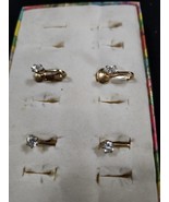 2 Pairs Vintage:   Clear Rhinestone Clip On Earrings.  Pretty - $22.15 CAD