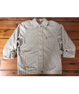 Vtg 80s Etienne Aigner Wool Lined Khaki Cotton Blend Zip Jacket Coat 14 ... - £39.61 GBP