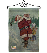 Snow Golfing Santa Burlap - Impressions Decorative Metal Wall Hanger Garden Flag - £27.06 GBP