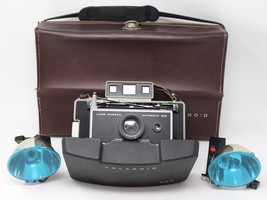 Polaroid Automatic 225 Instant Land Camera, 2 - 268 Flashes, Leather Case Vtg - $25.99
