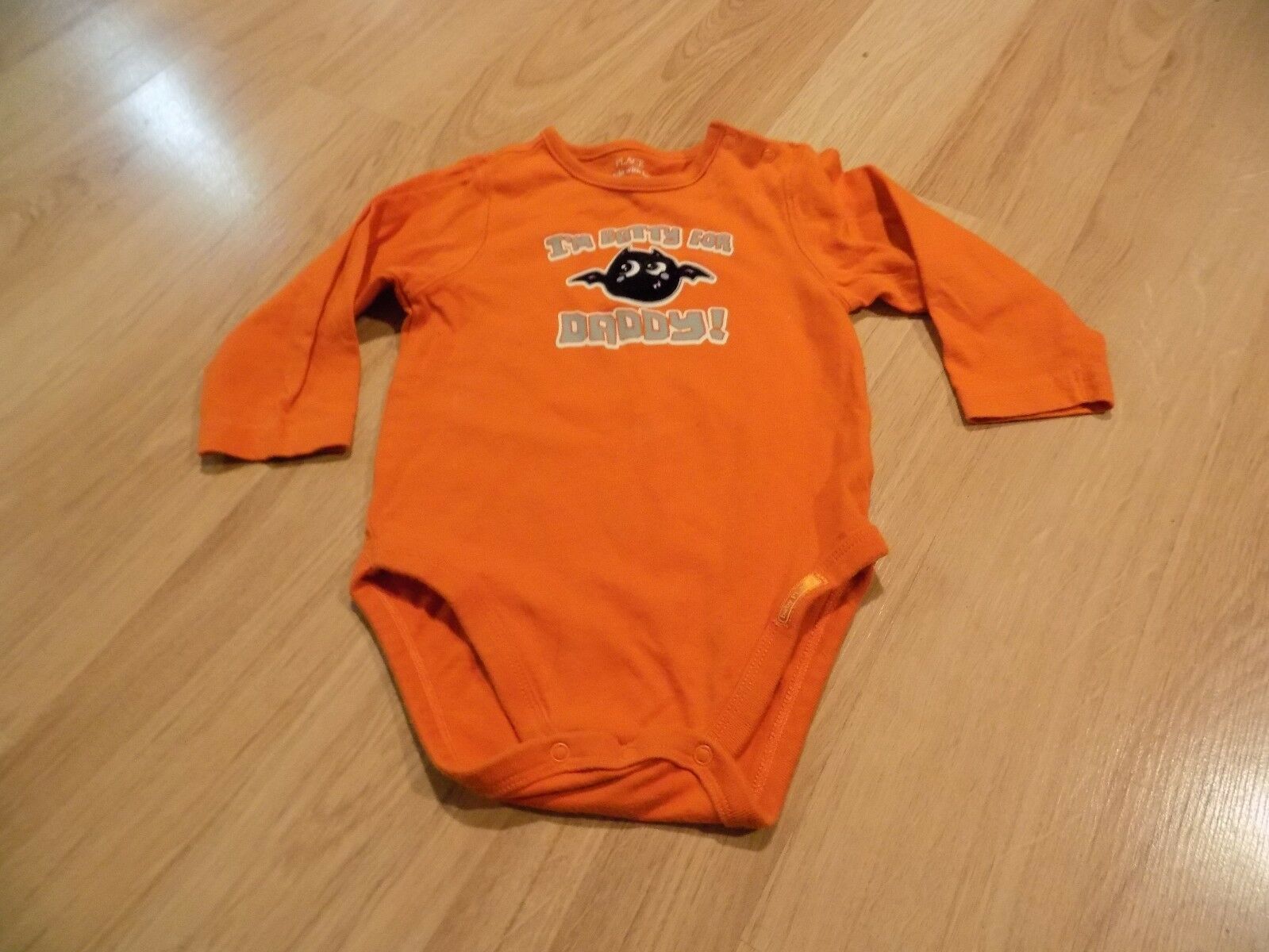 Size 12 Months The Children's Place Orange Long Sleeve One-Piece Batty for Daddy - £6.41 GBP