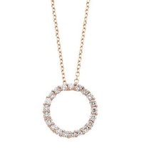 0.30CT Echt Moissanit Offener Kreis Anhänger Halskette 14k Rose Vergoldet 45.7cm - £66.45 GBP