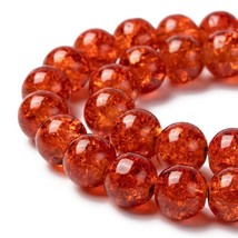 Crackle Glass Beads 8mm Burnt Orange Halloween Bulk Jewelry Supplies Set 20pcs - £2.36 GBP
