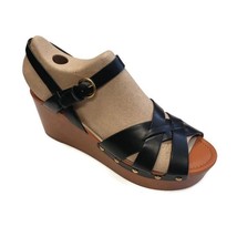 Nine West Womens Size 11 Annah3 Platform Wedge Open Toe Sandals Black Buckle - £30.18 GBP