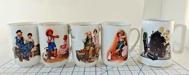 Vintage Norman Rockwell Coffee Mugs Cups 1980&#39;s Museum Collections Lot Of 5 - £15.05 GBP