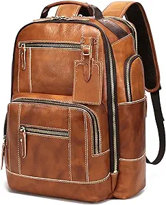 Vintage Genuine Leather Backpack For Men, 15.6&quot; Laptop Backpack Camping ... - £261.74 GBP