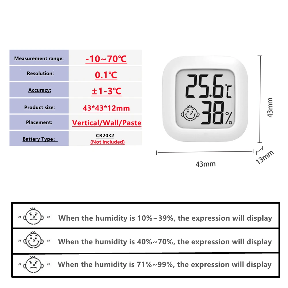 House Home Mini LCD Digital Thermometer Hygrometer Indoor Electronic Temperature - £19.57 GBP