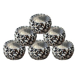 Prisha India Craft Beaded Napkin Rings Set of 6 multi - 1.5 Inch in Size... - £19.63 GBP