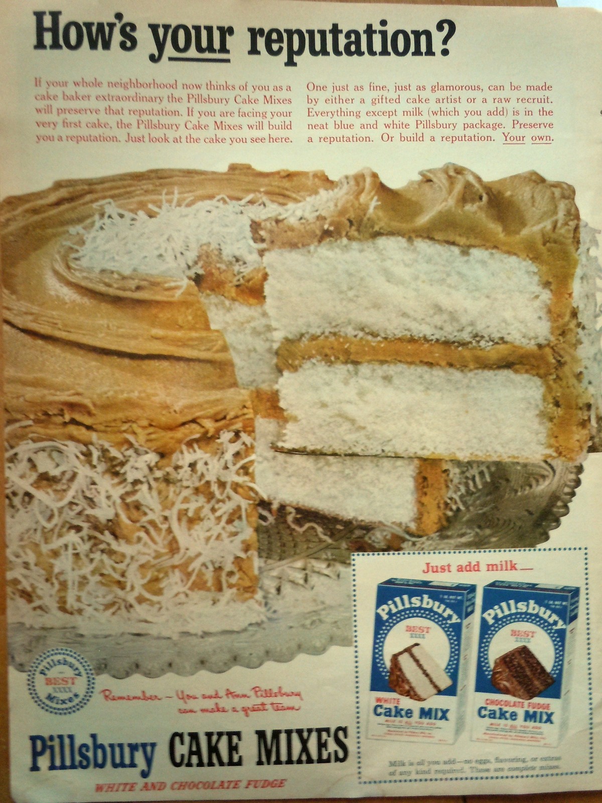 Pillsbury Cake Mix Just Add Milk Print Magazine Advertisement  1950 - $5.99