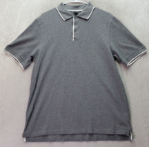 Saks Fifth Avenue Polo Shirt Mens Medium Gray Cotton Short Sleeve High Low Slit - £14.41 GBP