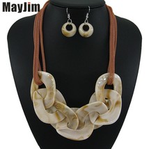 Fashion Vintage multi-storey chain natural texture Resin jewelry sets Tribal Mul - £15.16 GBP