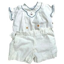 VTG 40s Baby Sun Suit 2PC Nautical Sailboat Romper Anchor Motif 6mo Doll - $34.60