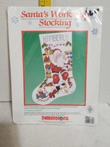 Dimensions Santa&#39;s Workshop Christmas Stocking 1991 Cross Stitch Kit #8415 - £16.41 GBP