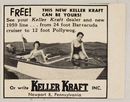 1950&#39;s? Print Ad Keller Kraft Boats 24-Ft Barracuda &amp; 12-Ft Pollywog Newport,PA - £6.40 GBP