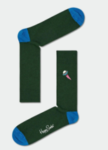 Happy Socks Green UFO Unisex Premium Cotton Socks 1 Pair Size 4-7 - £11.81 GBP