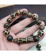 Antique south asian burmese pumtek pyu Dzi pattern beads Bracelet - $111.98 CAD