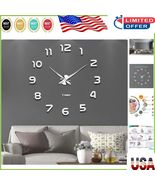 Frameless 3D Mirror Wall Clock - Silent Modern Design for Stylish Living... - $55.93 CAD