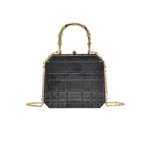  Bamboo Acrylic Design Clutches Fashion Women Party Box Handbags Chocolate Plaid - £141.07 GBP