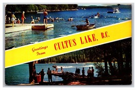 Doppio Vista Banner Greetings Cultus Lago BC Canada Unp Cromo Cartolina P28 - £3.70 GBP