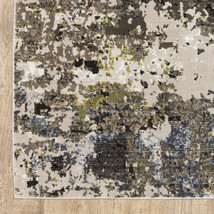 10 X 13 Grey Green Gold Blue And Beige Abstract Power Loom Stain Resistant Area - $988.49