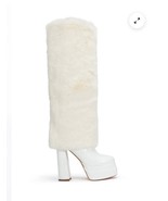 AZALEA WANG COCO FUR FOLD OVER BOOT IN White Sz 11 New - $392.54 CAD