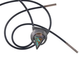 Retro Modernist Sterling 14k gold Turquoise/Opal bolo tie - £193.64 GBP