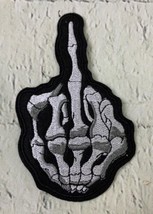 Middle Skeleton Finger Ghost Patch Embroidered Applique Iron On Sew On Emblem - £9.68 GBP