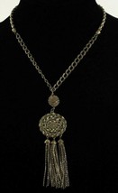 MODERN Costume Jewelry Gold Tone Braided Tassel Pendant Liz Claiborne Necklace - £14.15 GBP