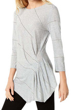 Vince Camuto Womens Striped Handkerchief hem Top Size Large Color Gray Heather - £26.59 GBP