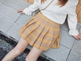 Wool-blend Red Plaid Skirt Plus Size Women Girl Winter Plaid Skirt Outfit image 8
