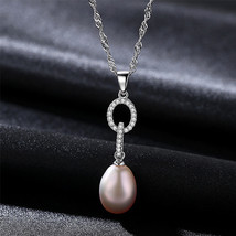 S925 Sterling Silver Necklace Pendant Double Ring With Aaa Zircon Pendant Fresh  - £22.33 GBP