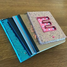 Lot of 5 Pink Sparkly Blue Sequin Hardcover &amp; Black Aqua Blue &amp; Neon Ora... - £8.30 GBP