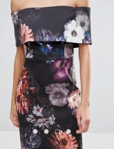 NWOT Asos Petite Floral Pencil Dress Size 2 Deep Fold Off Shoulder - £26.14 GBP