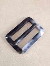 Vintage Mid Century Gray Marbled Plastic Belt Buckle Sewing Notion 5.5cm - $9.89