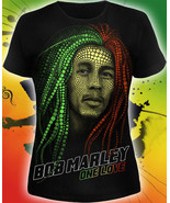 Bob Marley lady T-shirt UV-reactive Glow in Blacklight Reggae Music Fest... - $25.28