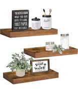 Qeeig Farmhouse Small 15-Inch Wall Mounted Shelves, Set Of 3, Rustic Brown, - £25.78 GBP