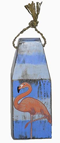 Primary image for Hand Carved Beautiful Wood Pink Flamingo Bird Buoy Sculpture Tropical Home Decor