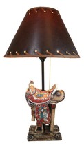 Rustic Western Cowboy Horse Saddle with Ichthys Jesus Fish Symbol Table ... - $69.99
