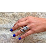 Adjustable Silver Leaf Ring, Leaves Wrap Ring, Large Tribal Ring for Women - £14.34 GBP