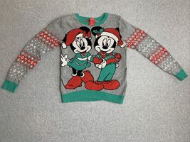 Disney Mickey &amp; Minnie Christmas Holiday Sweater Large 10-12 Ugly Youth ... - $16.99