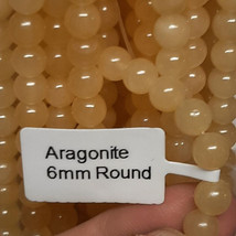 6mm Aragonite Round Beads (60+/- per strand) Great Yellow Color! - $6.93