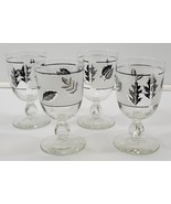 *MM) Set of 4 Libbey Glass Company Silver Foliage Leaves Stem Water Gobl... - £19.75 GBP