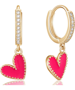 14k Gold Chic Love Heart Huggie Hoop Earrings for Women - $14.77